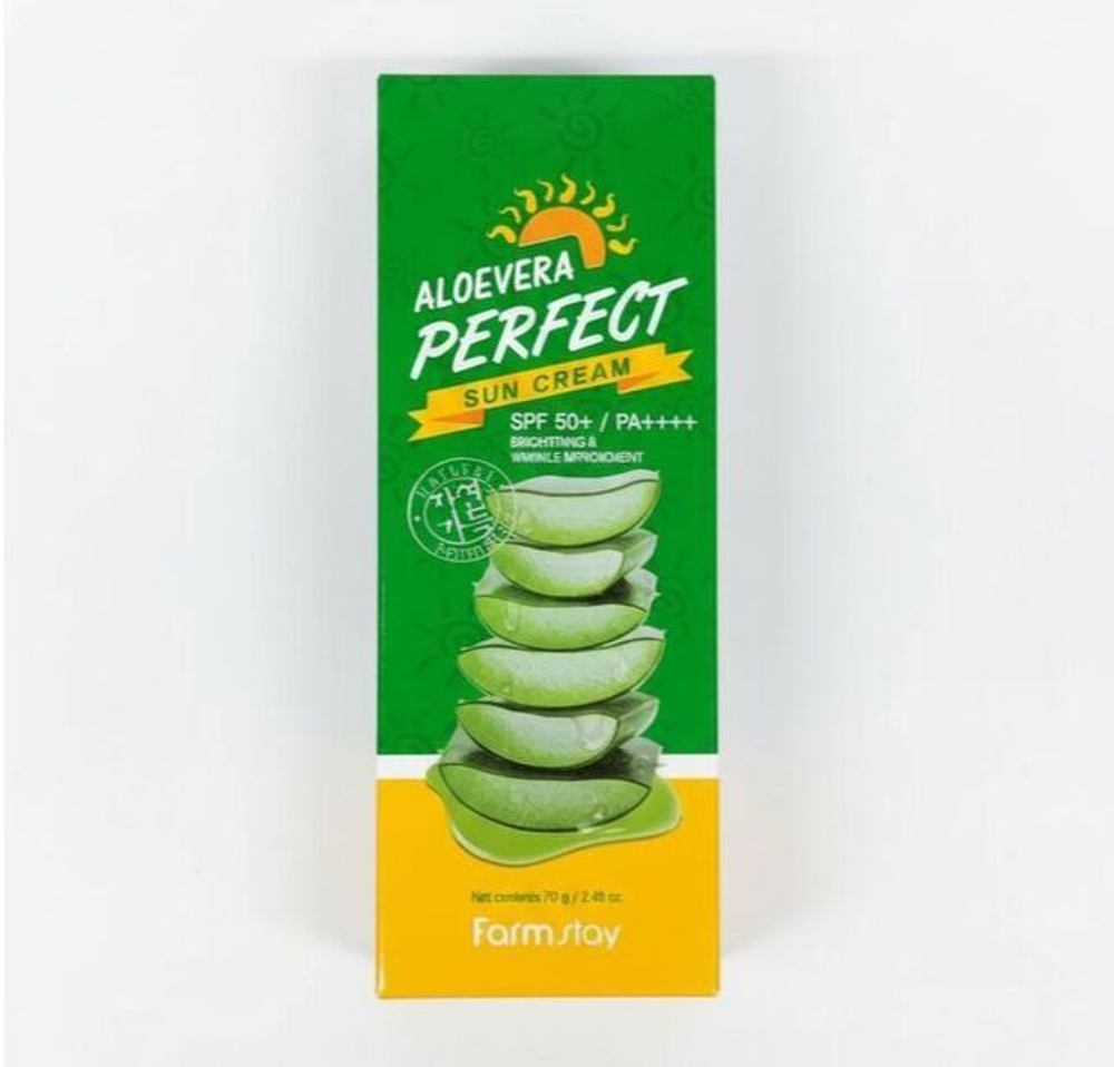 Солнцезащитный крем с алоэ FarmStay Aloevera Perfect Sun Cream SPF50+ PA++++, 70 г