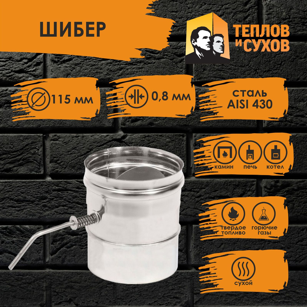 Шибер нержавейка 115 ШМ(М)-Р ст.430-0,8 Теплов и Сухов