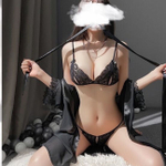 Черный кружевной комплект One Size (40-44) (Цвет: черный)