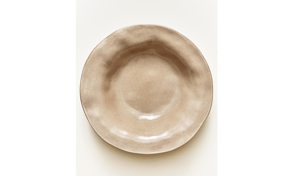 Zara Home тарелка глубокая из каменной керамики, цвет серый, 24.5 см