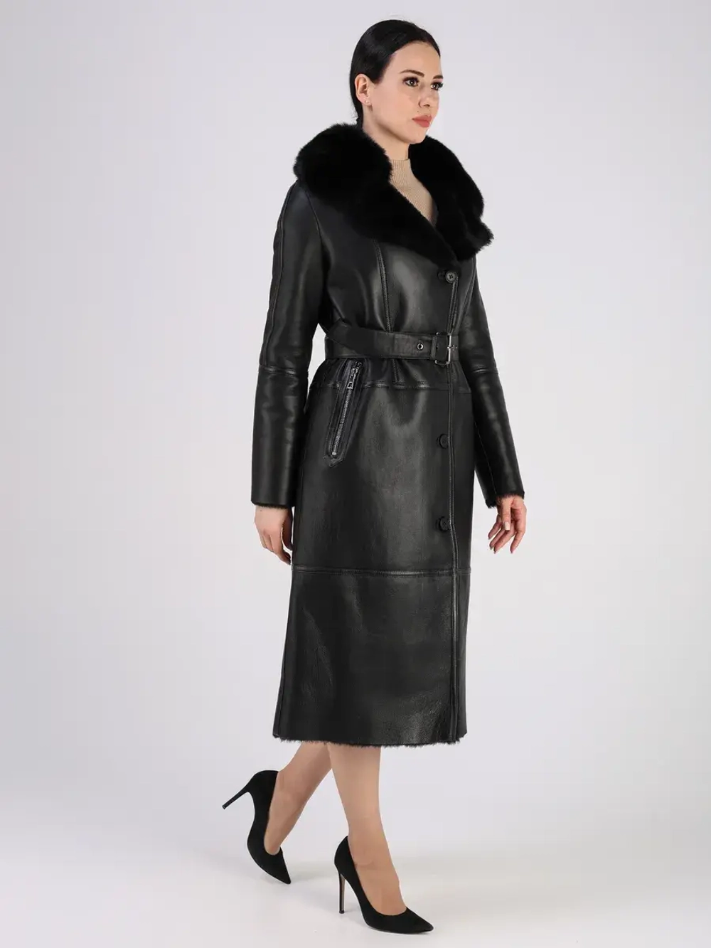 Дубленка зимняя натуральная длинная