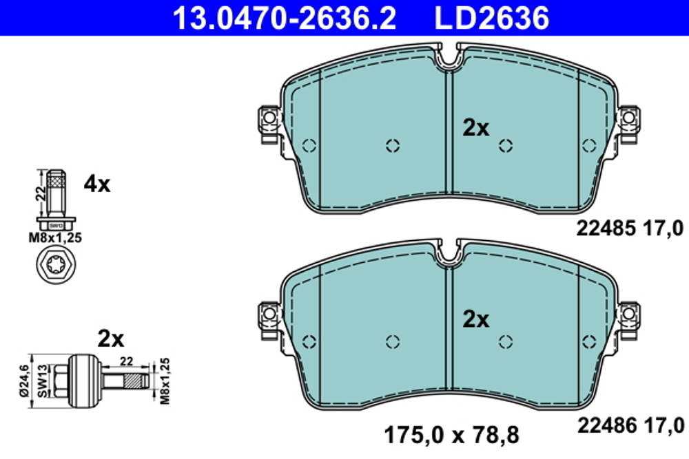 ATE - 13047026362-ATE - Brake Pad Set, disc brake