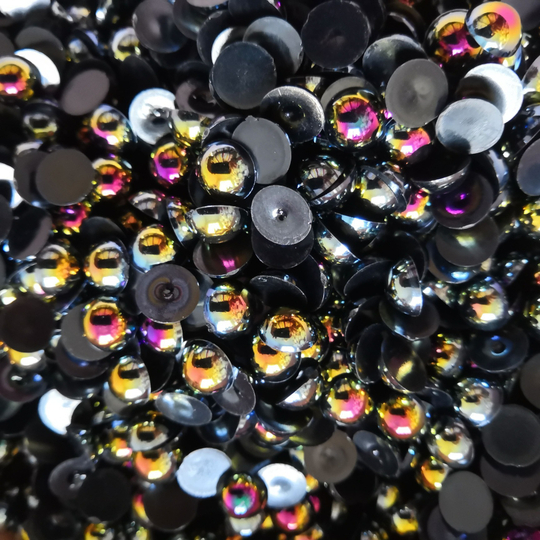 Полубусины РАДУЖНЫЕ (Черный перламутр) - 15 грамм