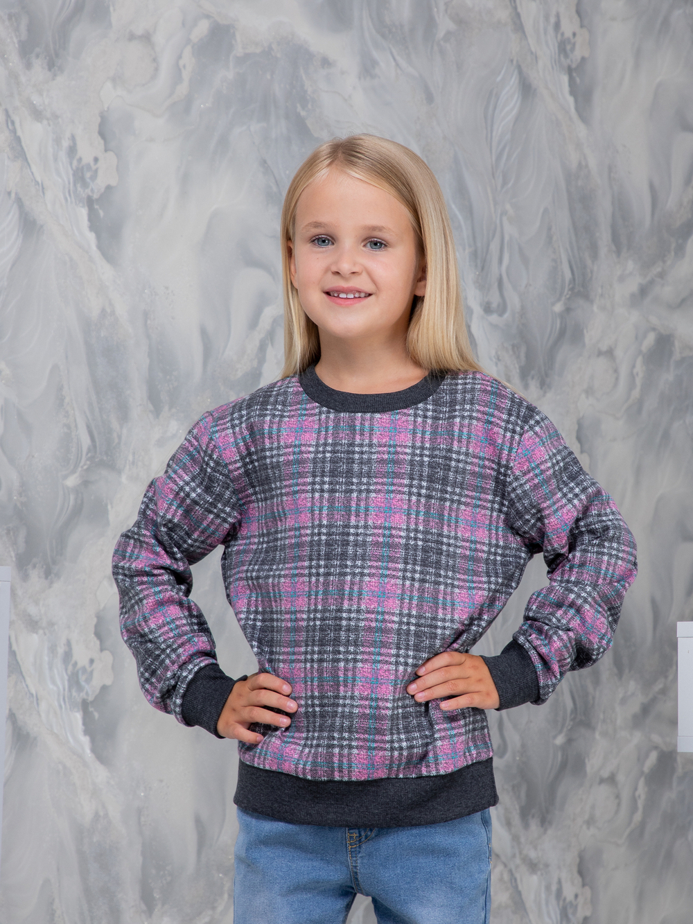 Детский свитшот дСВ-51/графитклетка