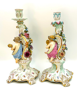 Пара подсвечников Времена года. Meissen (Мейсен). Германия. 19в. Фарфор