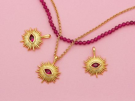 Подвеска "Глаз" 22,5мм, с рубиновым кристаллом