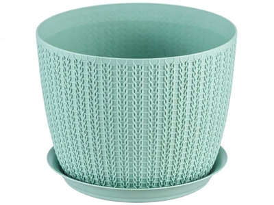 Кашпо Вязание 4,5л d210мм с поддоном, фисташковый