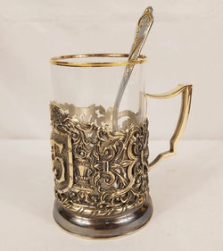 Подстаканник литье Юбилей 55 лет в подарочном футляре