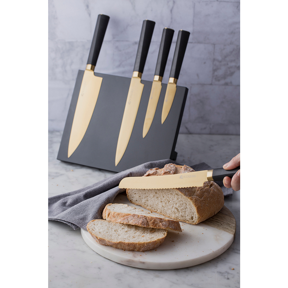 Набор из 5 ножей и подставки titan gold