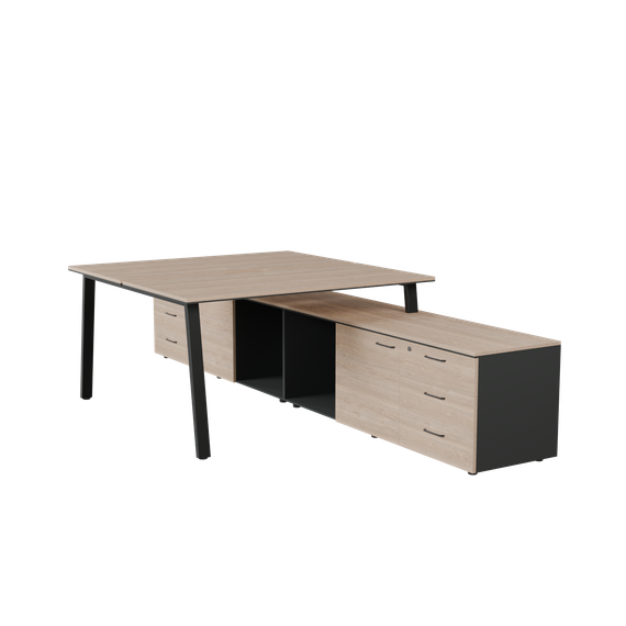 Бенч-система на опорной тумбе на А-каркасе правая 2 PREGO OFFICE 1400*3200/1635*750 ПОБСОТ-14.16АП