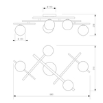Потолочный светильник со стеклянными плафонами 502001/5 латунь