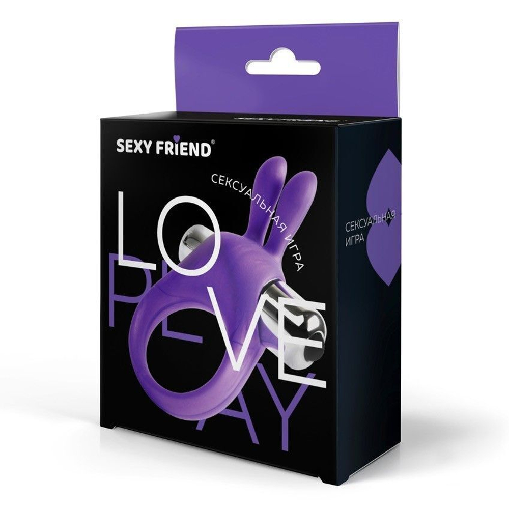 Фиолетовое эрекционное виброкольцо с ушками (Цвет: фиолетовый)