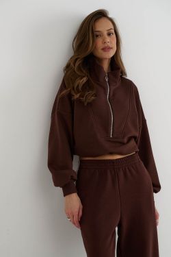 Олимпийка на молнии шоколадного цвета