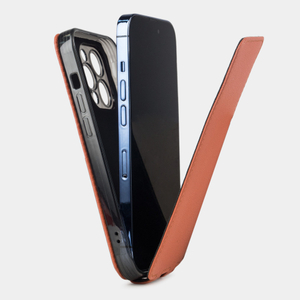 Чехол кожаный для iPhone 14 Pro цвета мандарина