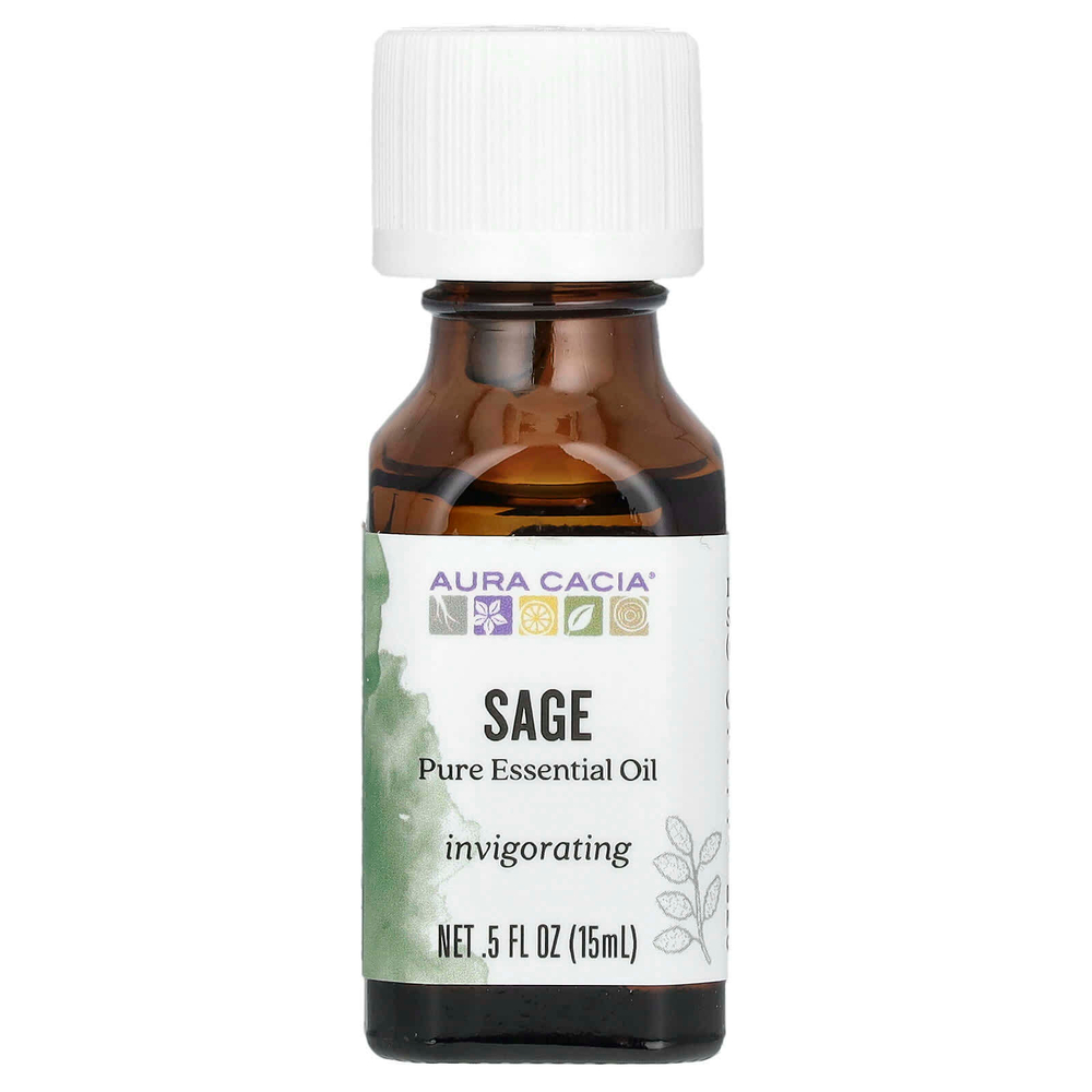 Aura Cacia, Чистое эфирное масло, шалфей, 15 мл (0,5 жидк. унции)