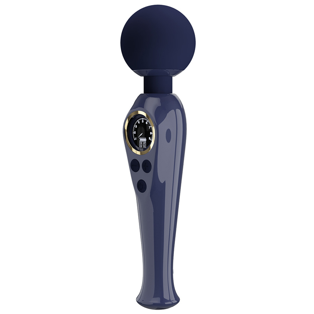 Темно-синий вибратор-wand 22,4см с дисплеем Pretty Love Skyler Massager Wand Dark Blue BW-055016LED-1