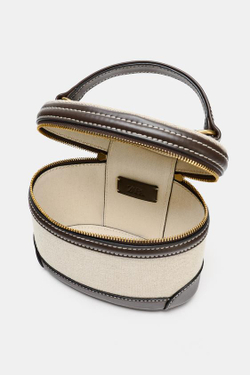 ZARA КОМБИНИРОВАННАЯ ЖЕСТКАЯ СУМКА, СВЕТЛО-БЕЖЕВЫЙ