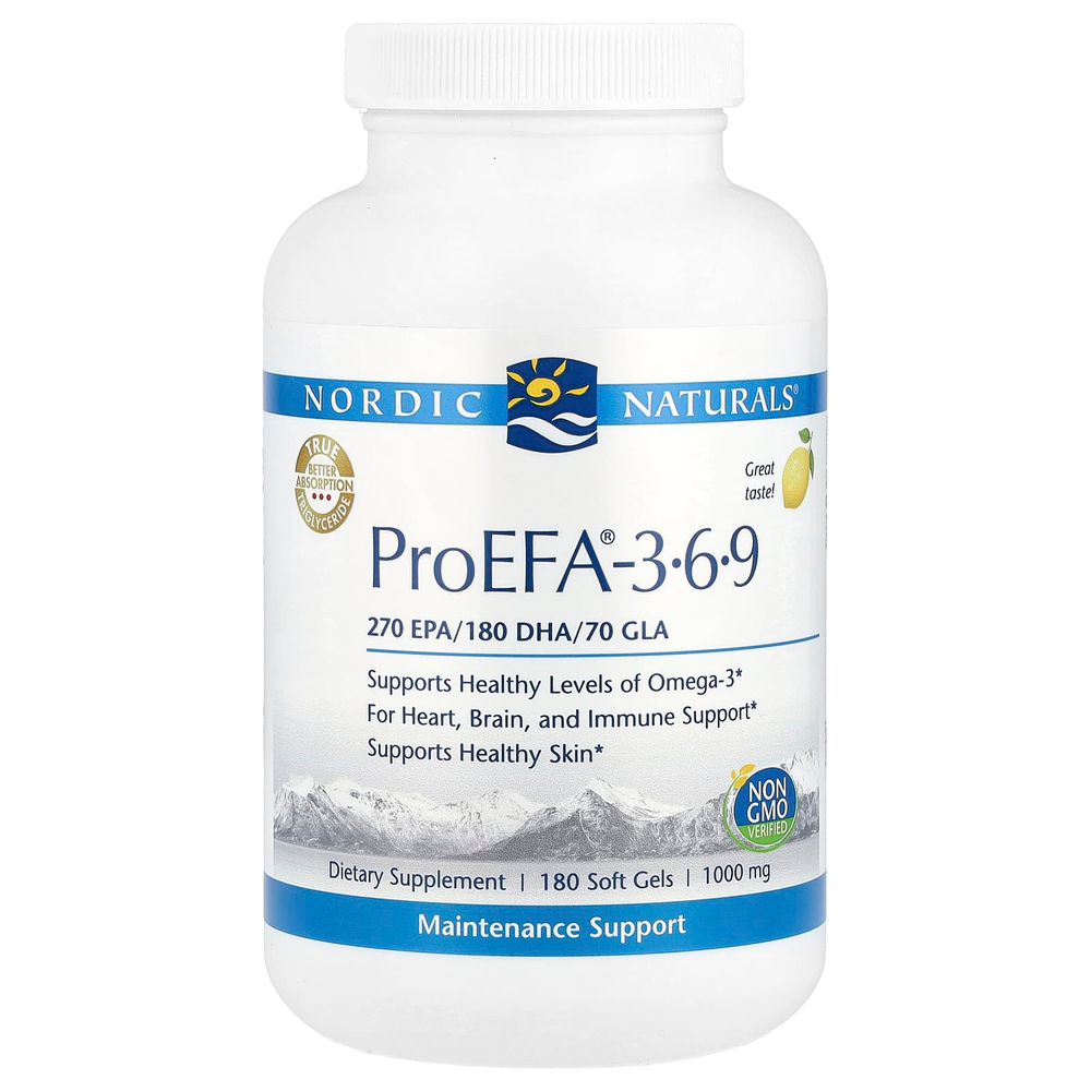 Nordic Naturals, ProEFA® - 3-6-9, лимон, 180 капсул