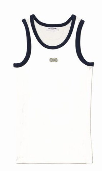 Женский топ теннисный Lacoste Flowing Rib Knit Tennis Badge Tank - white/navy blue