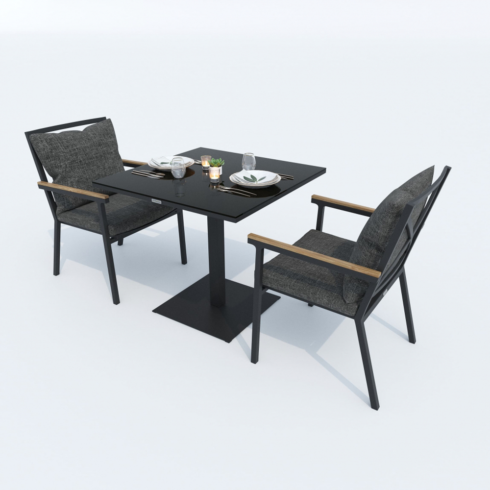 Стол обеденный Ideal Patio КАНА алюминий, стекло 80x80 см (1 ножка) резервный дубль