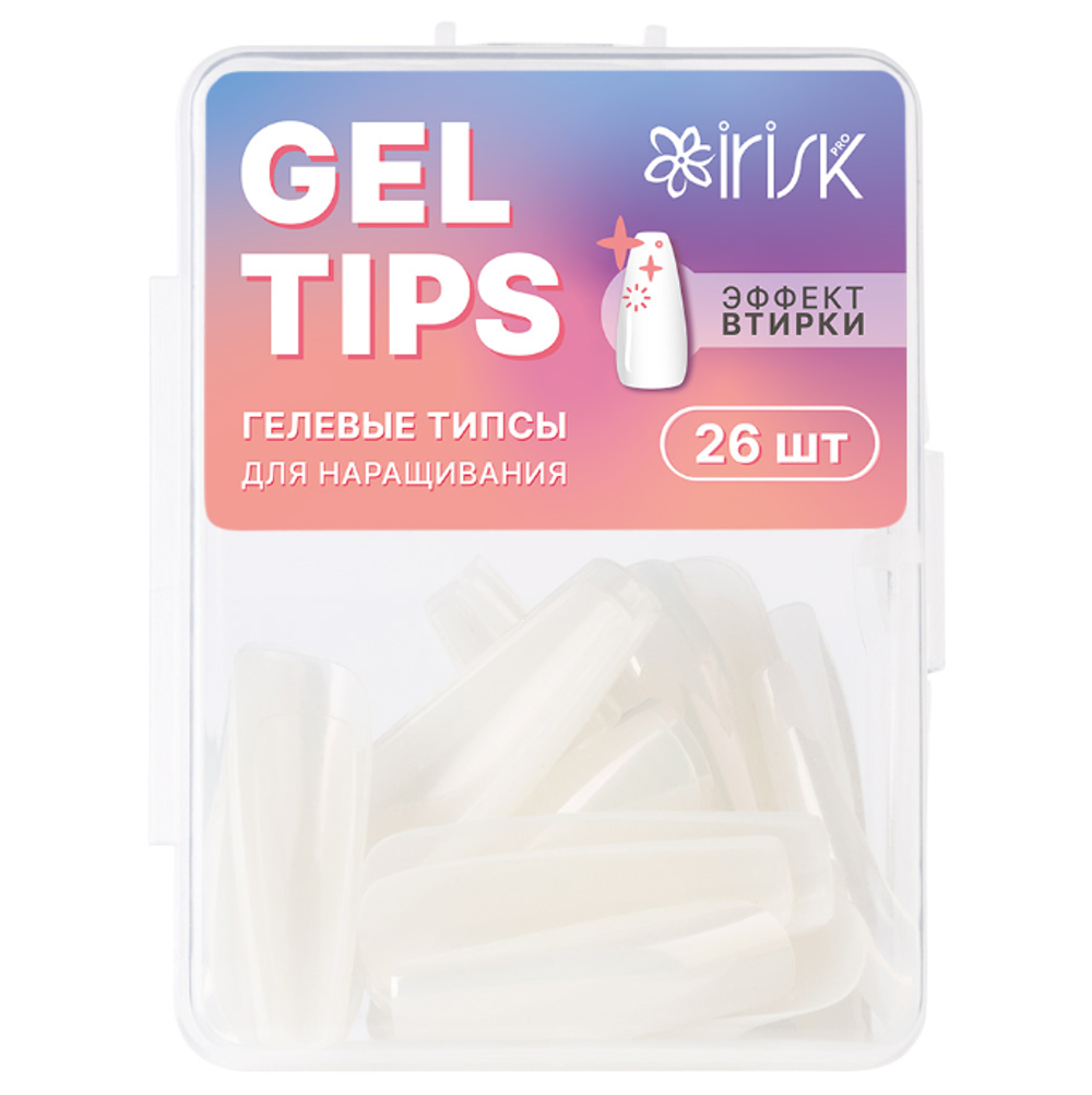 Irisk Gel Tips Гелевые типсы для наращивания Балерина, эффект втирки, 26шт