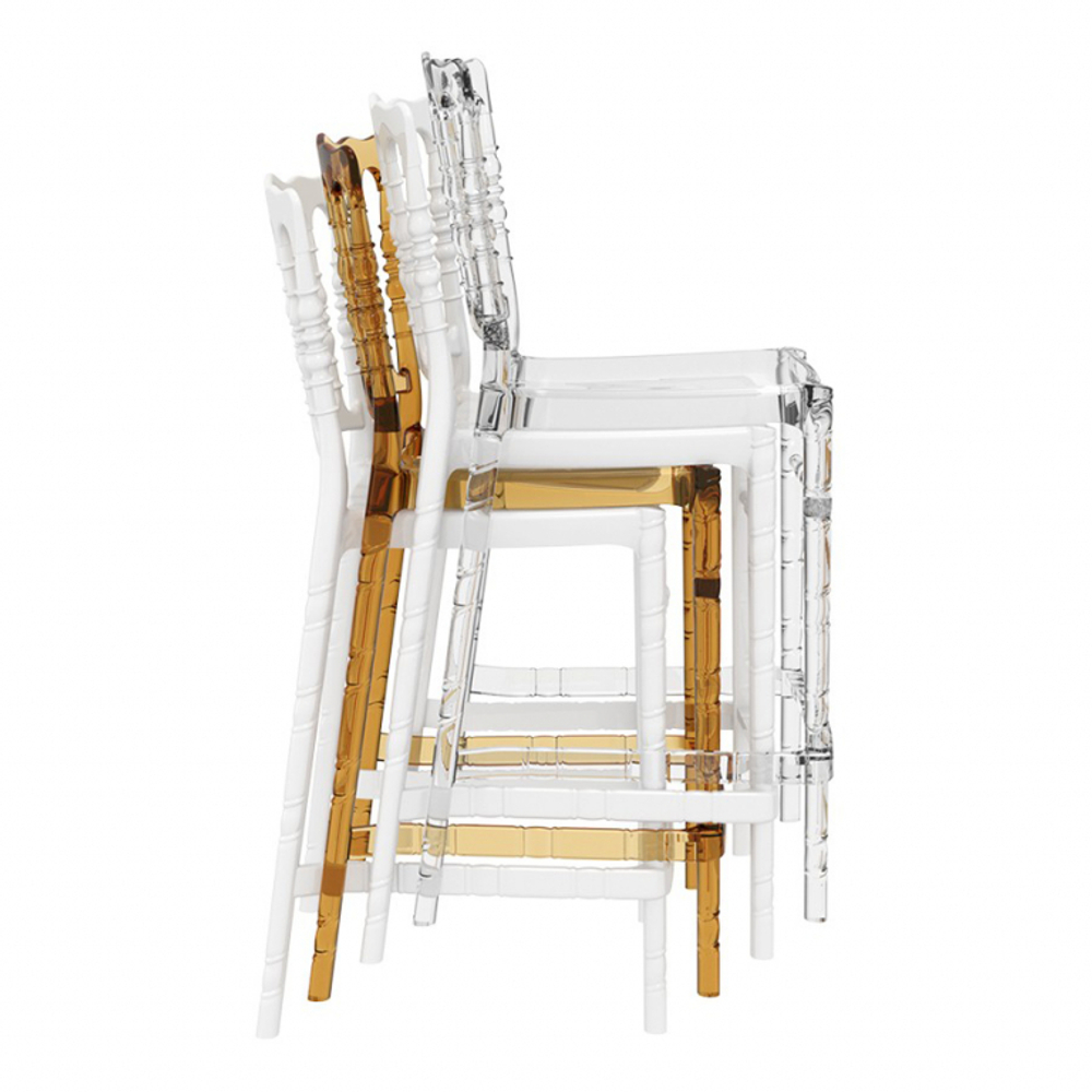 Стул прозрачный полубарный Siesta Contract Opera Bar 65, янтарный