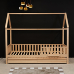 Кровать-домик 90х200 Авила из массива березы с настилом и бортиками, в лаке
