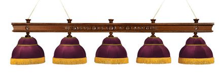 Лампа Ампир 5пл. ясень (№7,бархат зеленый,бахрома желтая,фурнитура золото)