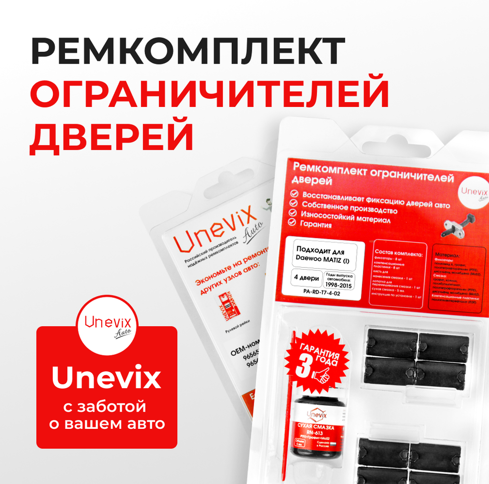 Ремкомплект ограничителей дверей Daewoo MATIZ (I) KLYA (4 двери, тип 7) 1998-2015
