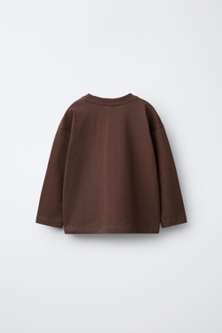 ZARA ОДНОТОННАЯ ФУТБОЛКА MEDIUM WEIGHT, СВЕТЛО-КОРИЧНЕВЫЙ