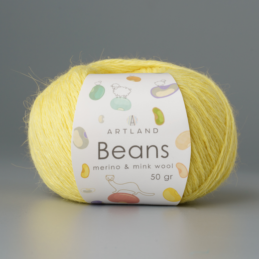 Пряжа "Beans", 5% шёлк, 20% мериносовая шерсть, 30% нейлон, 45% норка, 50гр-240м, (1уп=5шт), желтый