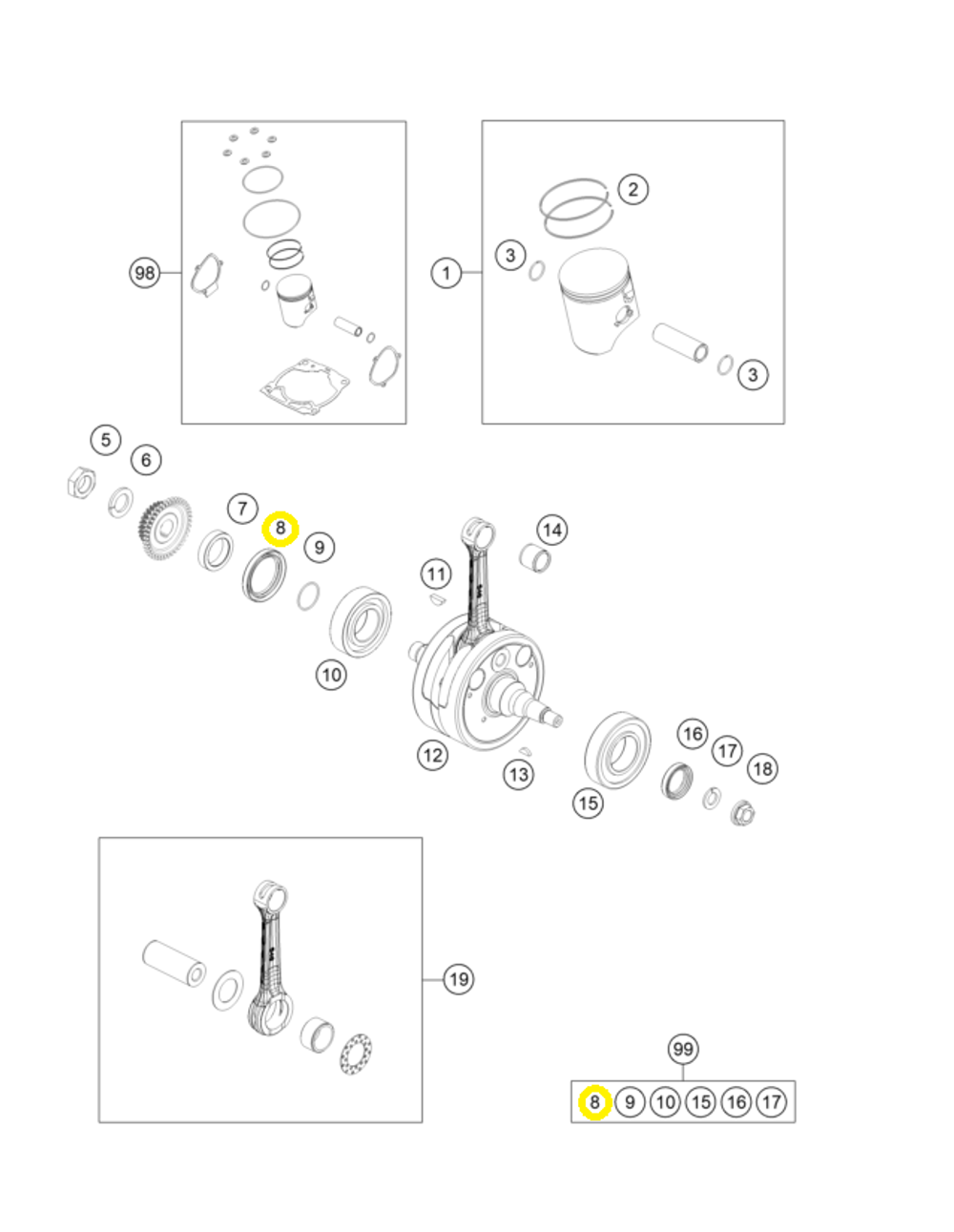 Сальник коленвала KTM, HQV, GASGAS 38x52x7 BTSL