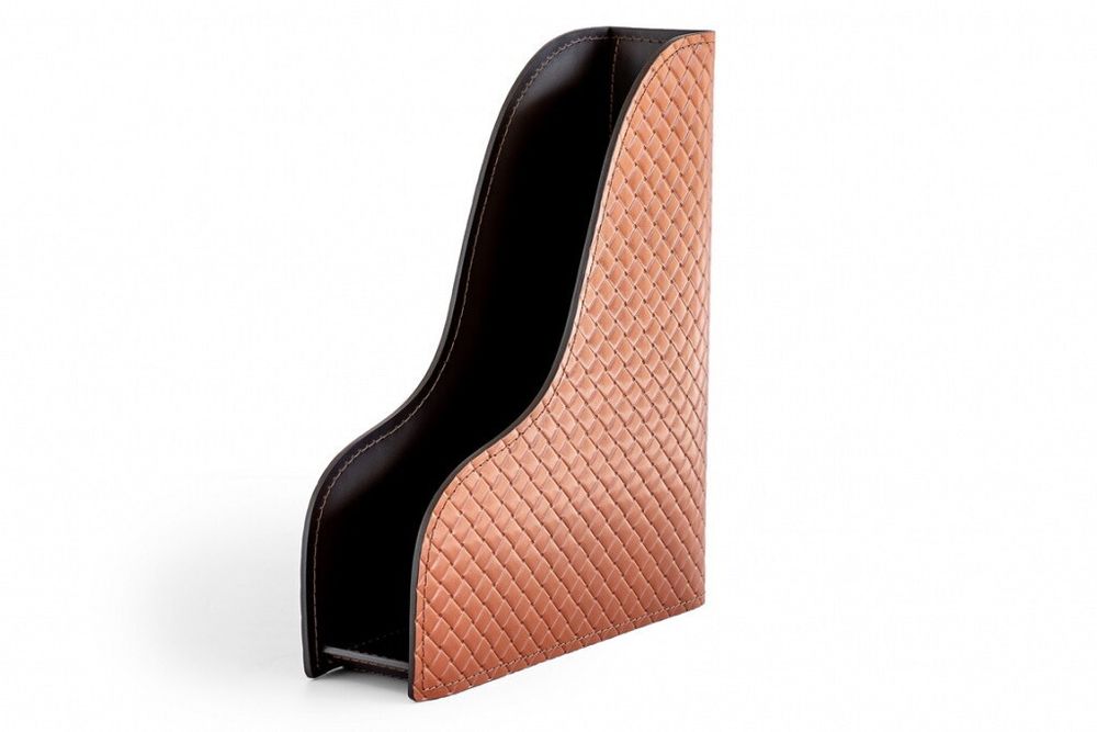 Офисный набор для руководителя Комфорт из кожи FG Tan treccia/шоколад 7 предметов