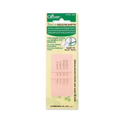 Иглы с двойным ушком тонкие острый кончик 243 Clover