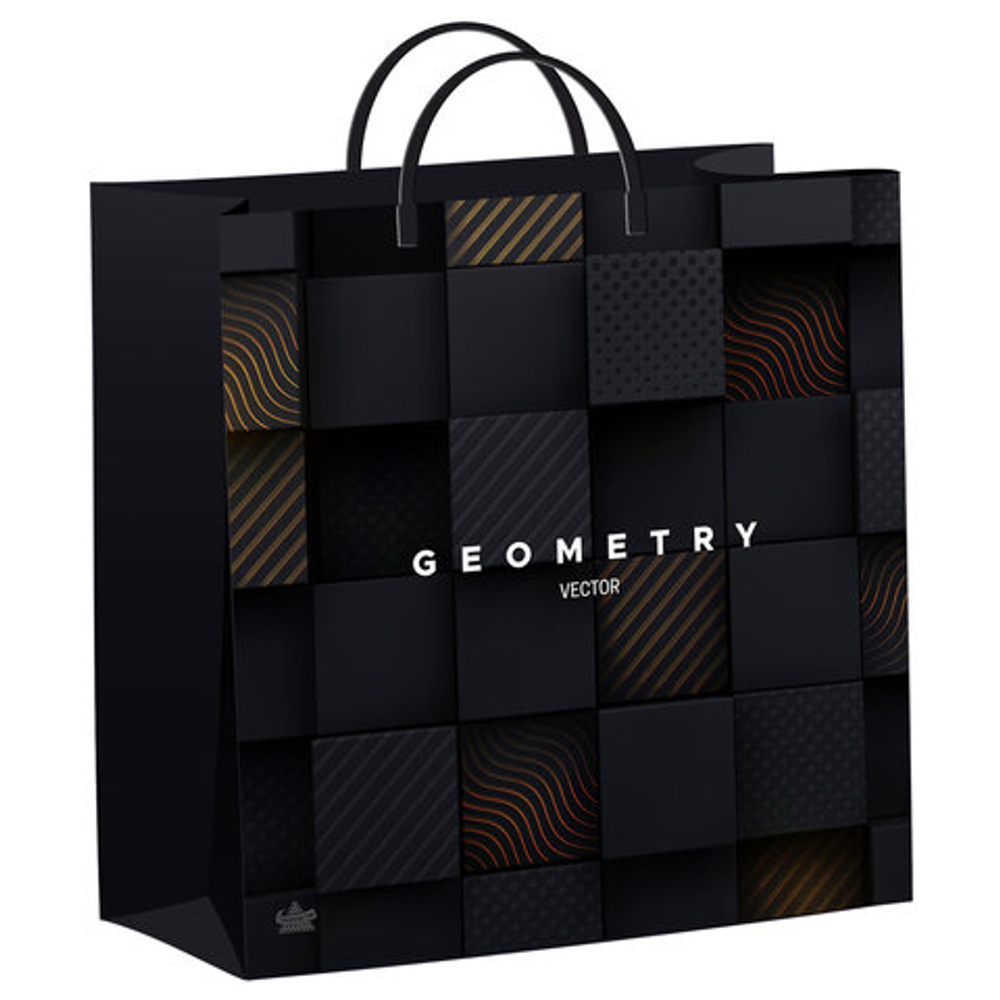 Пакет с пластиковой ручкой, мягкий пластик, 30х30см, "Вектор геометрии", 140мкм, ШК1794