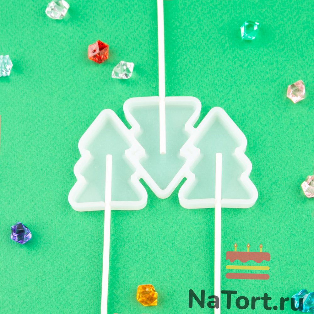 Силиконовая форма для леденцов «Елочки 3 в 1»