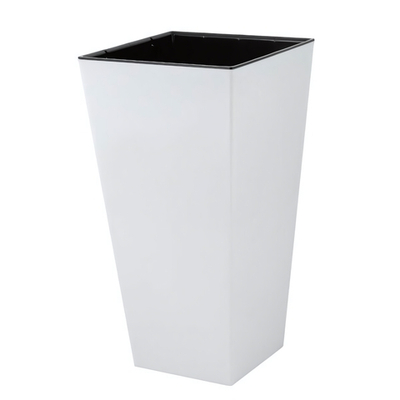 Горшок для цветов InGreen London CUBE 250х250х470мм 19,4л c дренаж. вставкой белоснежный жасмин