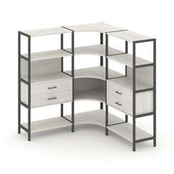 Shelf System Трехсекционный угловой стеллаж четырехярусный с ящиками SN.STMU-431 Дуб Наварра/Металл