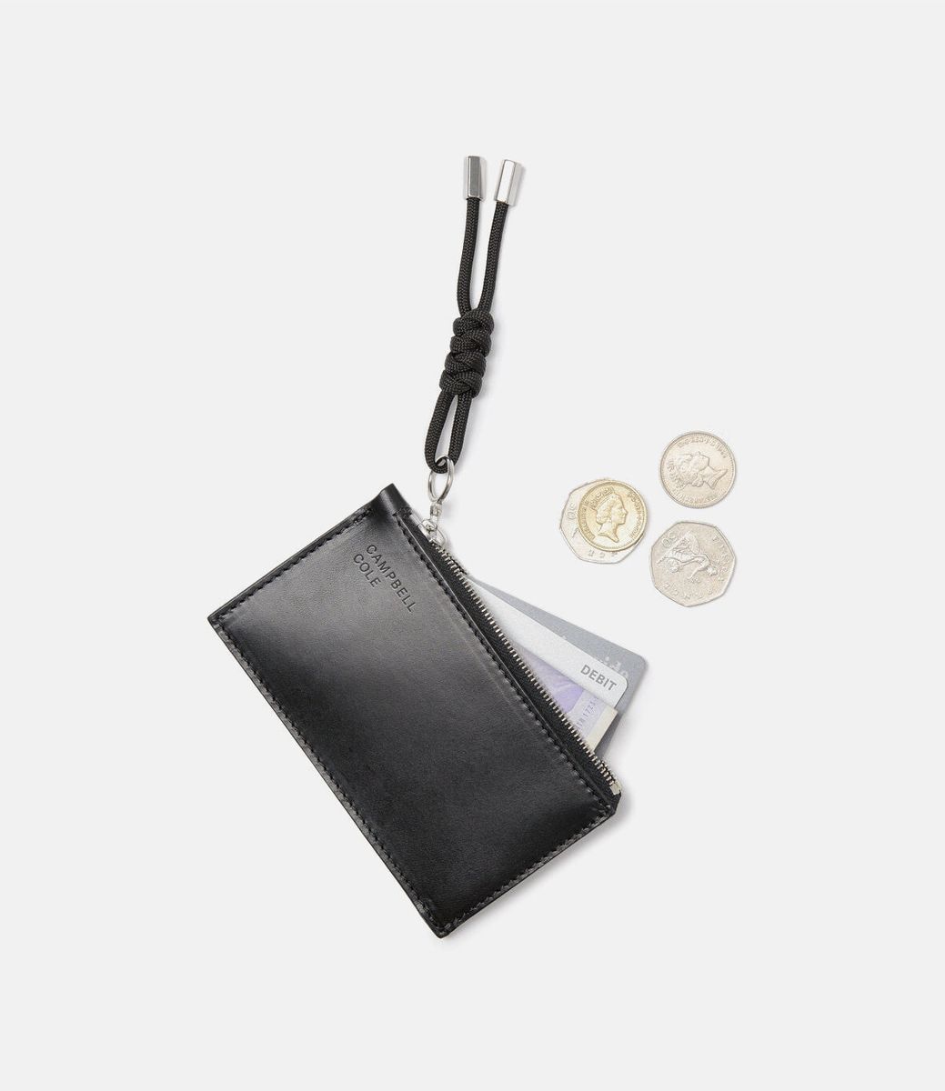 Campbell Cole Simple Coin Pouch with Puller Black — кошелёк из кожи