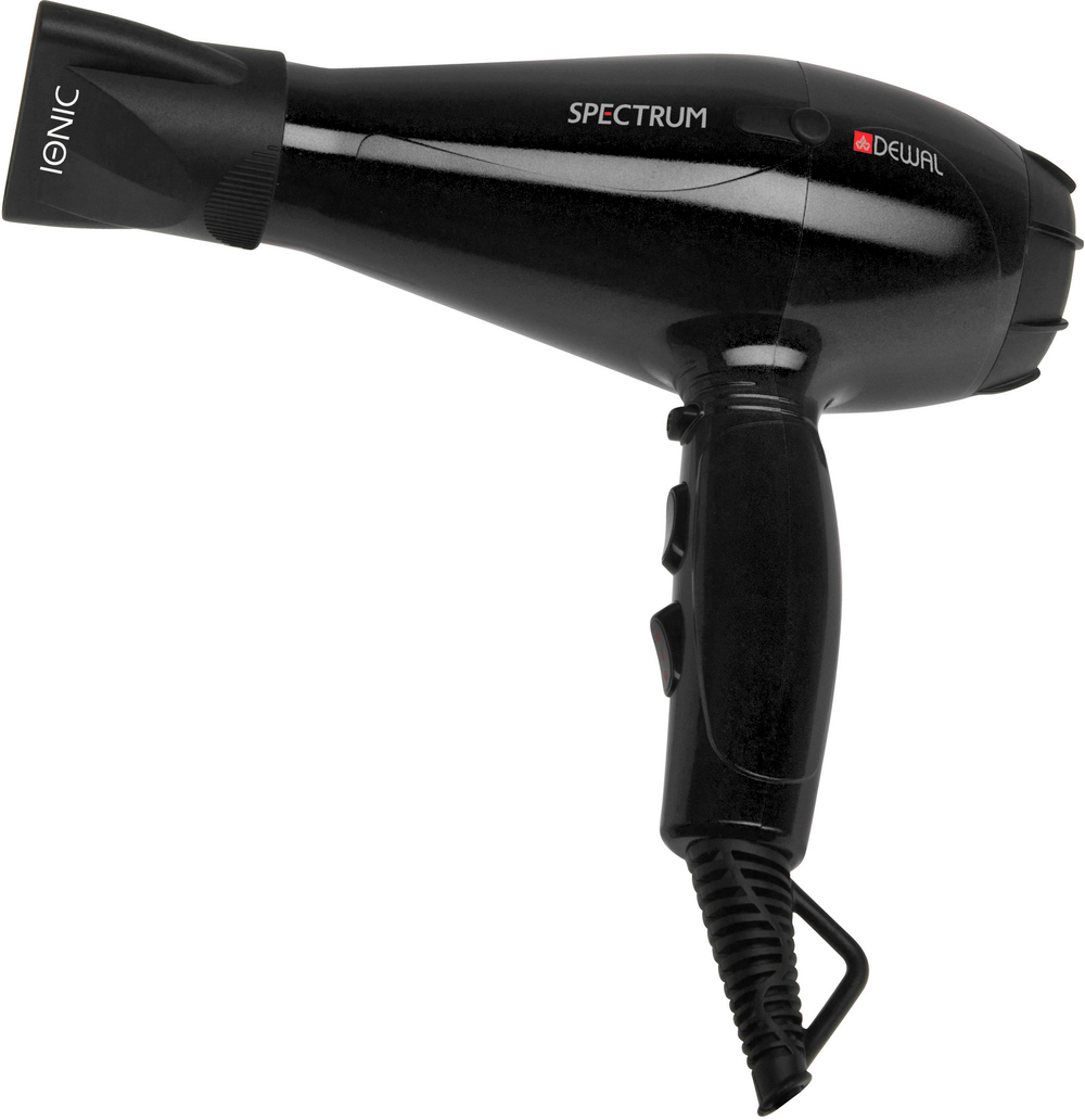 03-110 Black Фен DEWAL Spectrum  черный, 2200 Вт, ионизация, 2 насадки