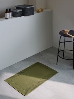Коврик для ванной с фактурным бортиком оливкового цвета из коллекции Essential, 50х80 см