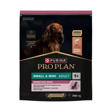 Сухой корм с лососем для взрослых собак мелких пород с чувствительной кожей Pro Plan 700г