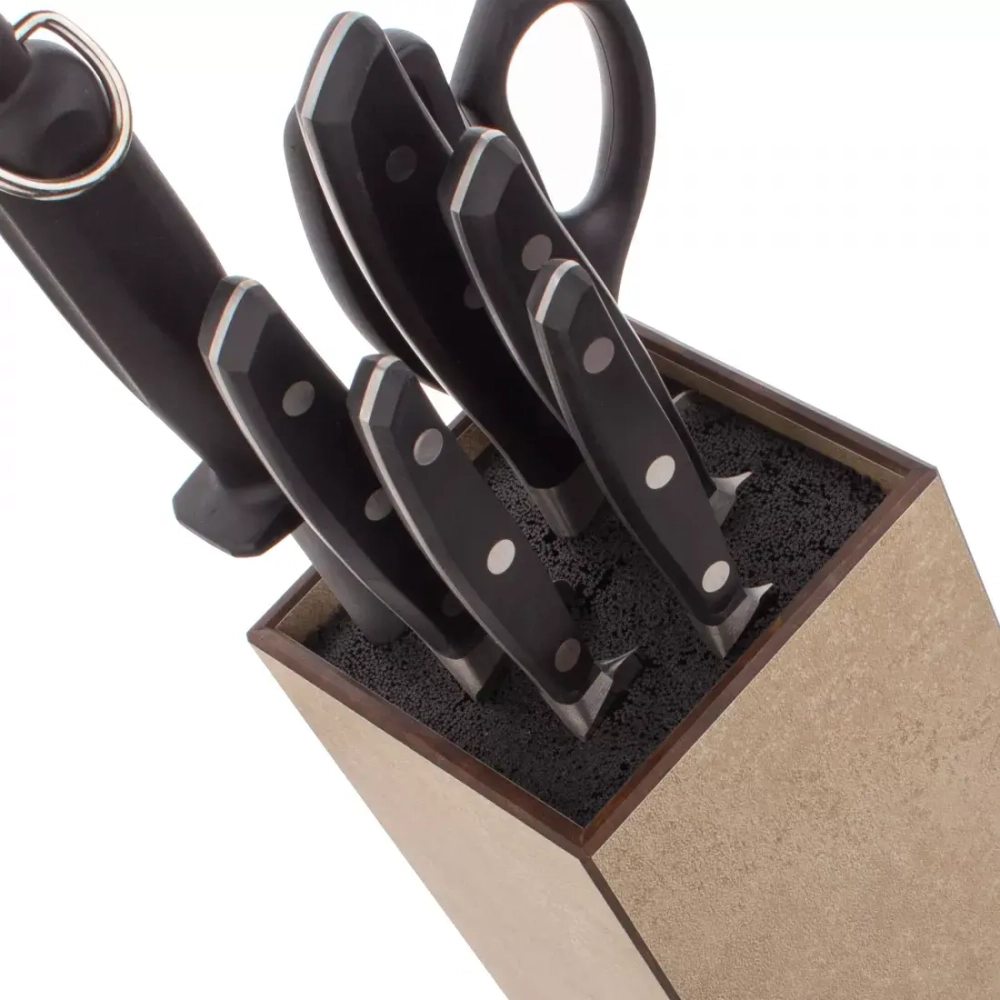 Подставка для кухонных ножей универсальная 11х11х24см ComposeEat порфир кремовый