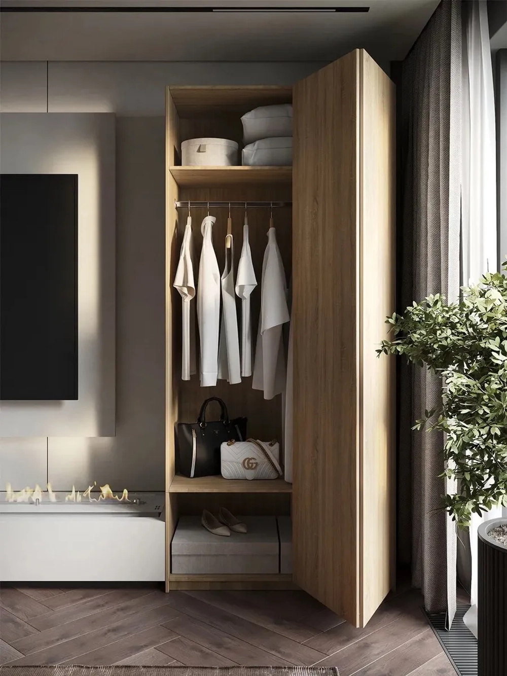 Шкаф Распашной Бежевый 101х220х52,5 SOHO Push to Move