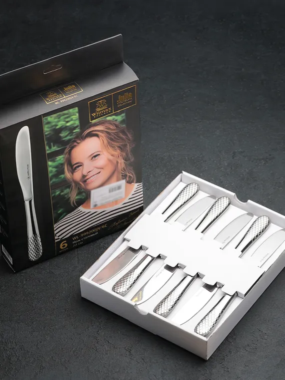 Набор ножей столовых «Юлия Высоцкая», h=22 см, 6 шт, цвет серебряный