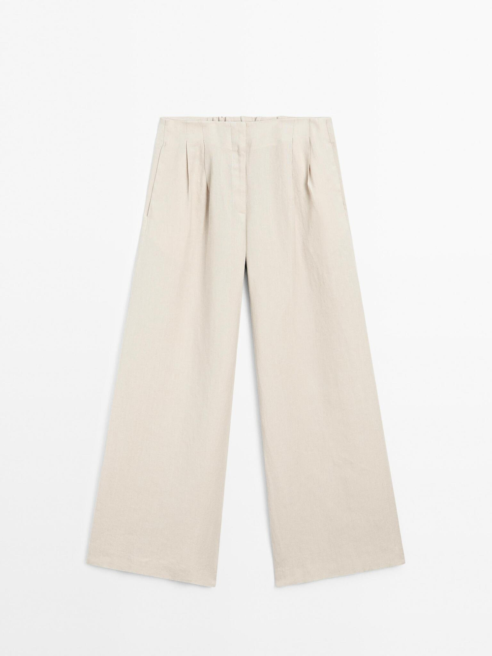 Massimo Dutti Брюки из 100% льна с двойными защипами, дымчатый