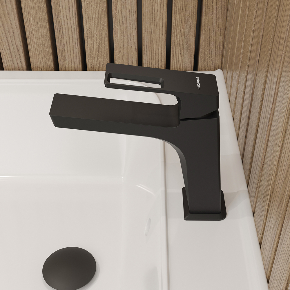 Смеситель для раковины STWORKI Хедмарк S38010BK матовый черный