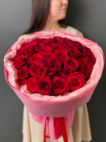 35 красных роз 50 см