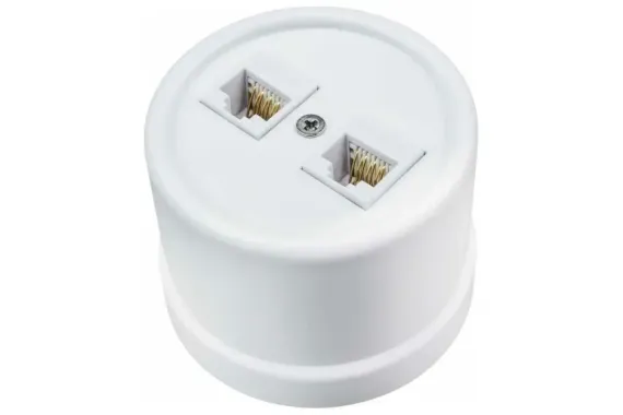 Розетка RJ45 BIRONI Лизетта двойная накладная белая керамика 20792