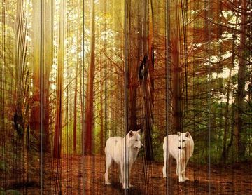 Панно из дерева Wolves
